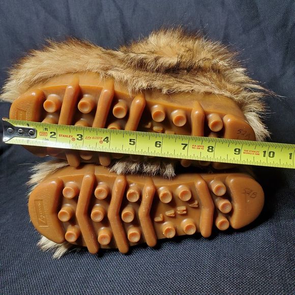 Vintage Genuine Goat Hair Fur Boots Super Shaggy YETI LAMA Cleated Rubber Size 6 - Picture 12 of 16